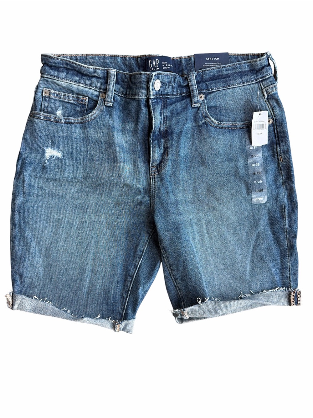 NWT GAP Women’s Distressed Blue Denim Cutoff Bermuda Shorts 8/29